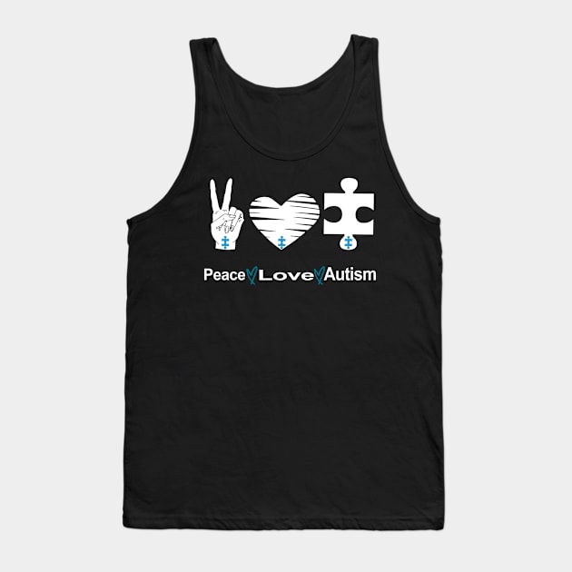 Peace Love Autism Awareness Tank Top by NiceTeeBroo